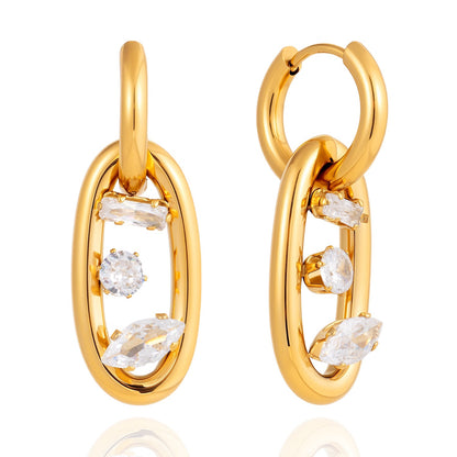 18K Gold The Spotlight Small Hoop Dangle Drop Huggie Earrings