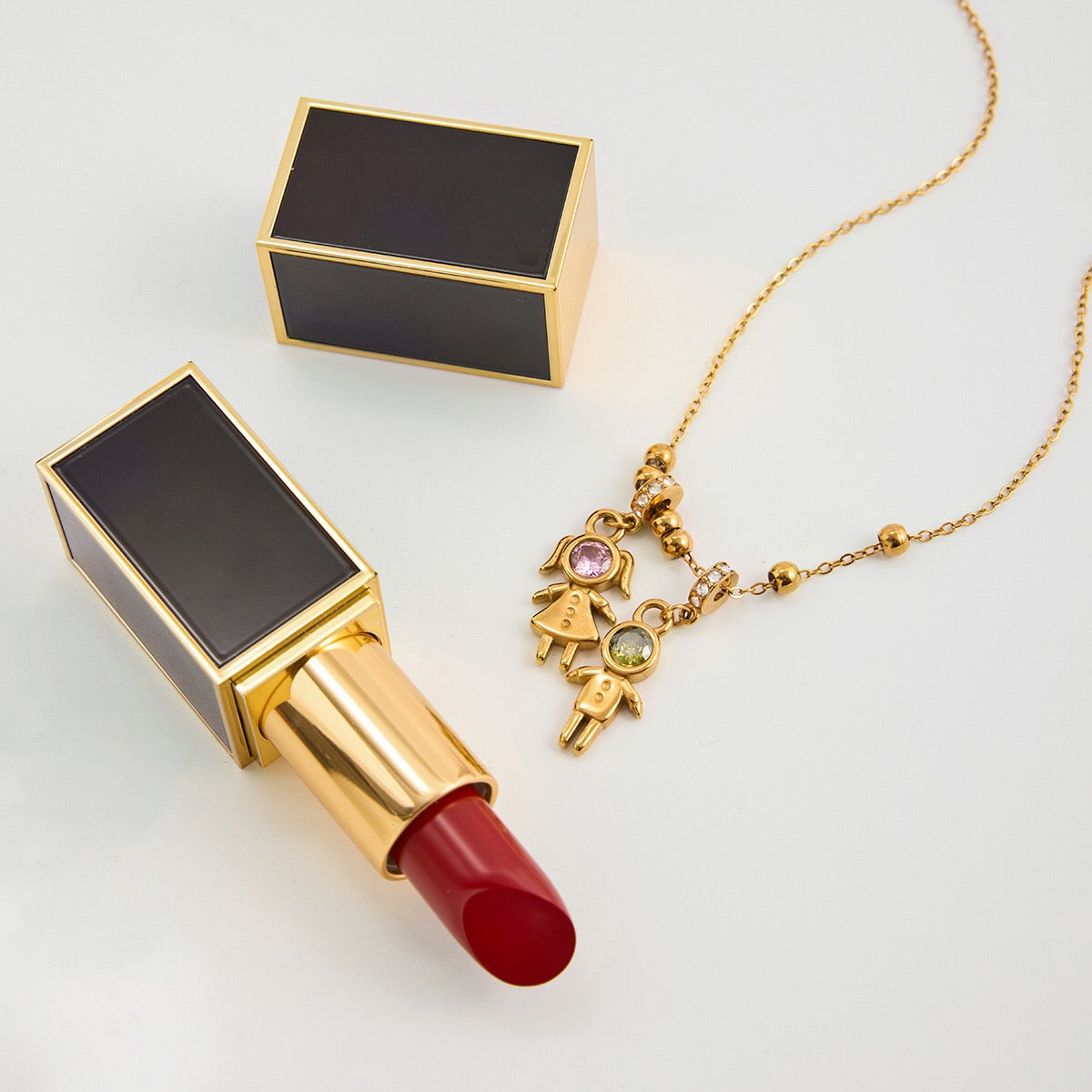 18K Gold Perfect for Mama Boy and Girl Charm Necklace