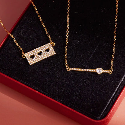 18K Gold Fully Iced Pave Heart Plate Pendant Necklace