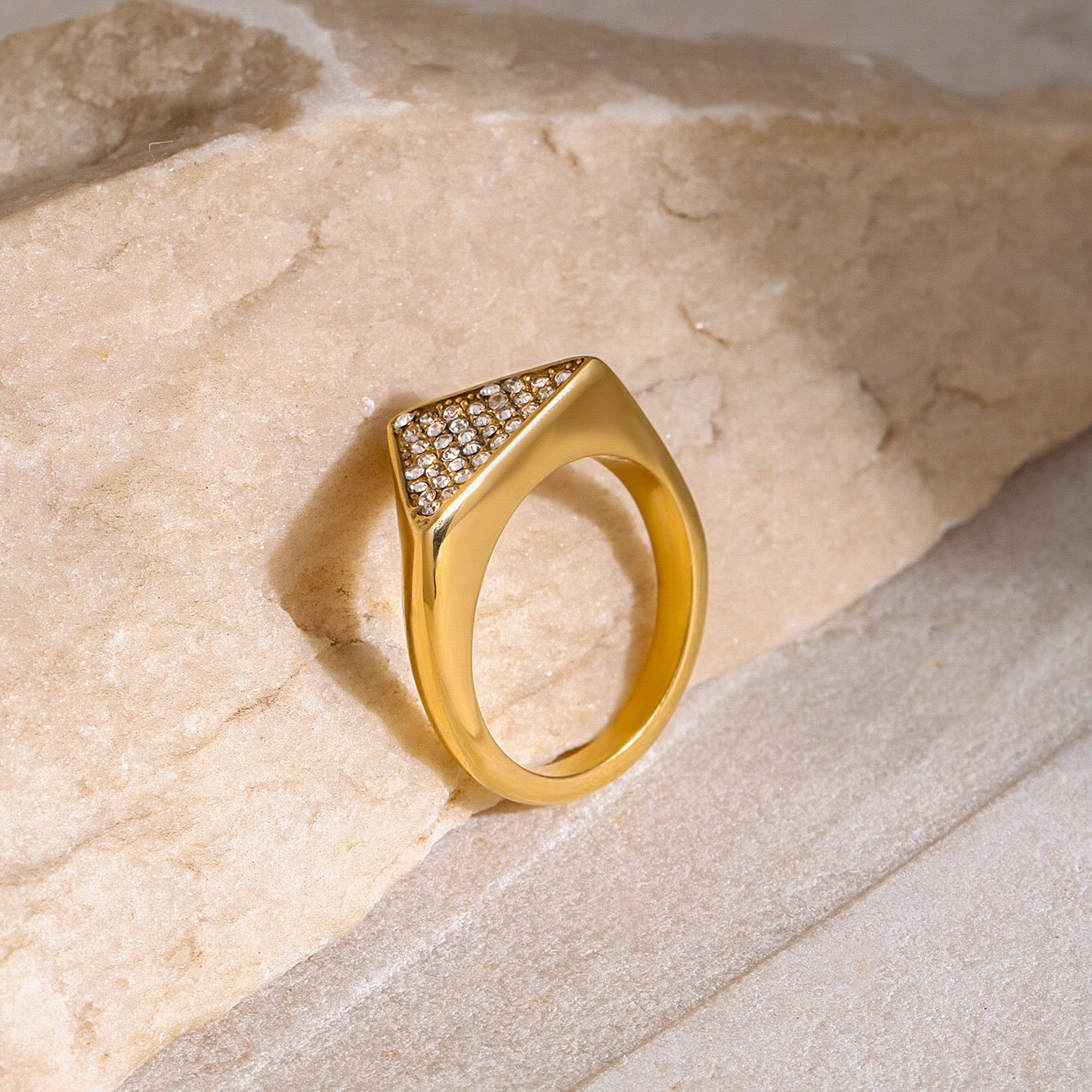 18K Gold Triangle Signet Ring