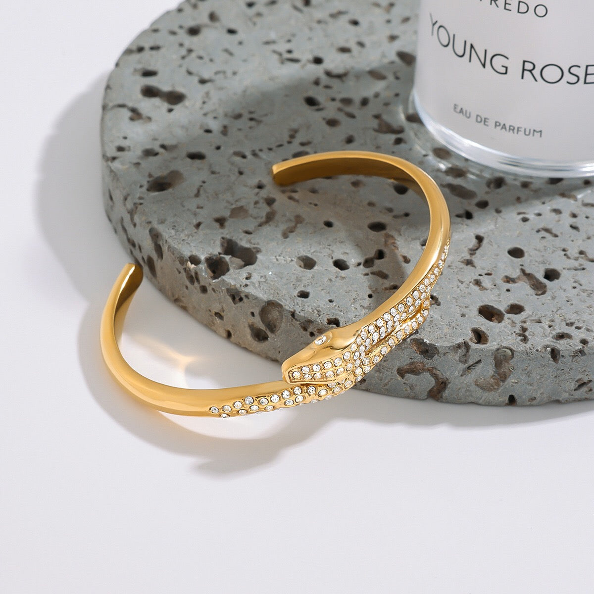 18K Gold Serpent Seduction Statement Bangle Bracelet Stack