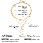 18K Gold Cascade Herringbone Snake Chain Lariat Layered Necklace Set