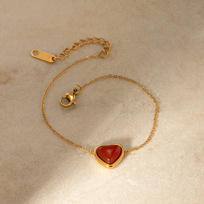 18K Gold Red Heart Bracelet