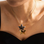 18K Gold Bright Star Pendant Statement Necklace