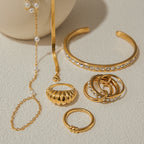 18K Gold Waterproof Elegant Pearl Hand Chain Bracelet