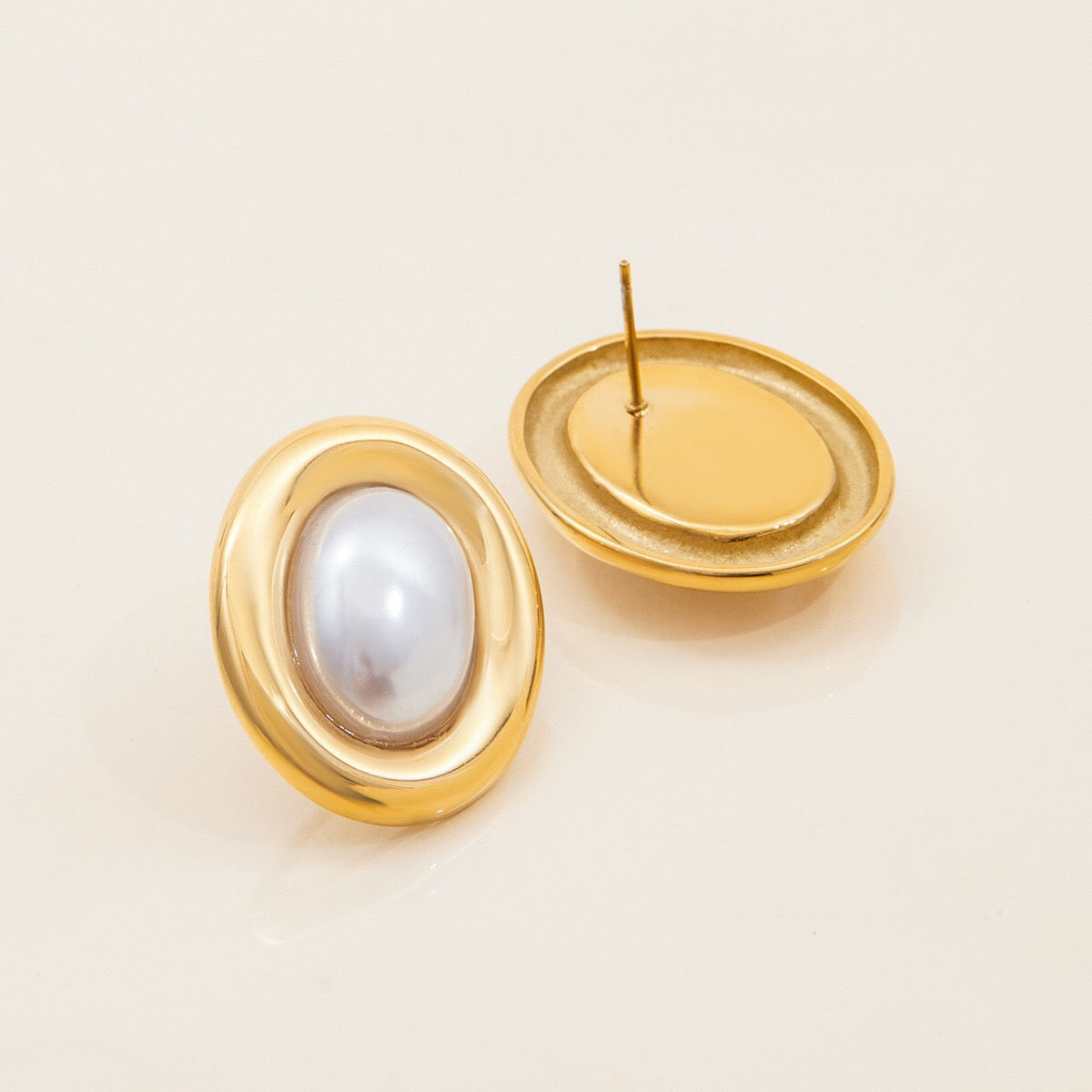 18K Gold Couture Pearl Statement Stud Earrings
