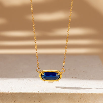 18K Gold Trendy Birthstone Pendant Necklace