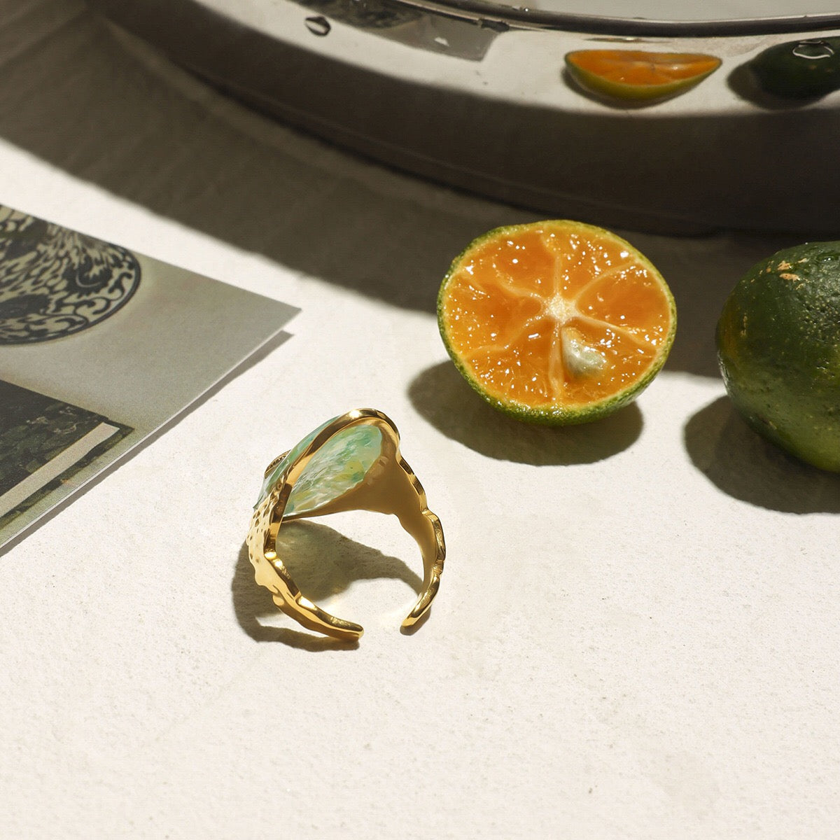18K Gold Aqua Obsession Blue Starfish Statement Ring