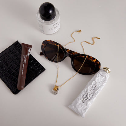 18K Gold and Silver Two Tone Geometric Pendant Necklace