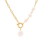 18K Gold Baroque Pearl Pendant Chunky Statement Necklace