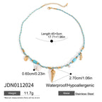 18K Gold Color String Ocean Themed Charm Necklace