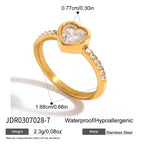 18K Gold Flirt Alert Flower Heart Statement CZ Stacking Ring