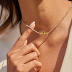 18K Gold Endless Love MOM Charm Tennis Necklace