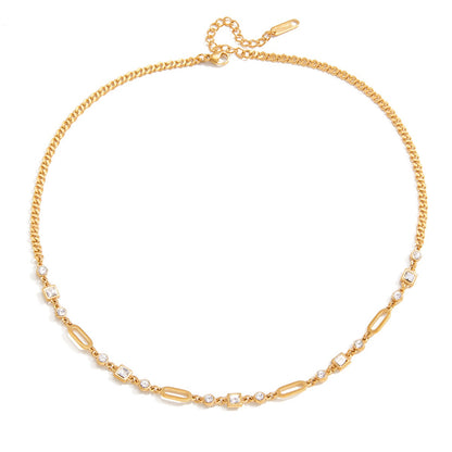 18K Gold Sparkle Season Dainty Chain Choker Necklace