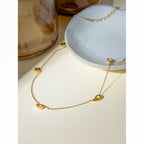 18K Gold Seashell Chain Choker Necklace