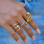 18K Gold and Silver Two Tone Safety Pin Statement Ring