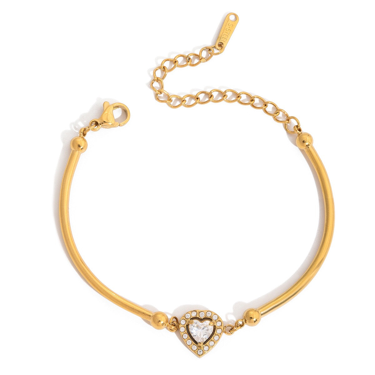 18K Gold Love Me Loud Heart Statement Chain Bracelet