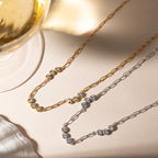18K Gold Pearl Talk Simple Paper Clip Chain Necklace