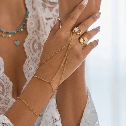 18K Gold Chic Connected Dainty Hand Chain Bracelet