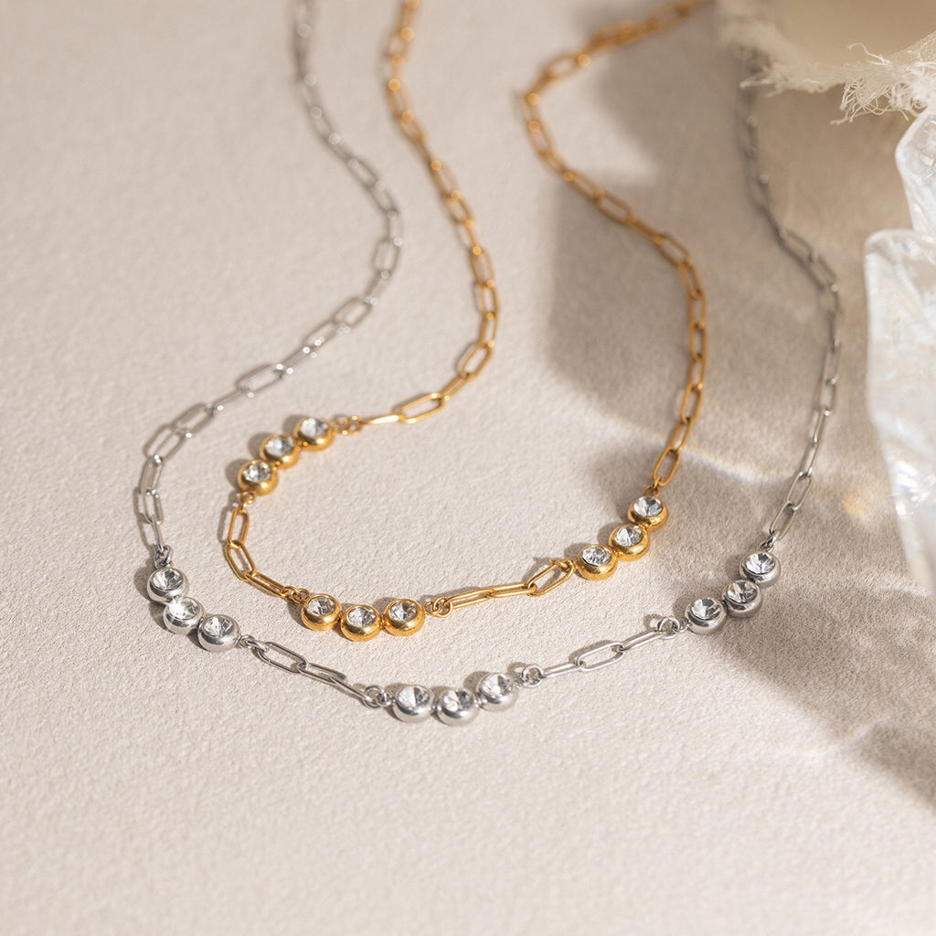 18K Gold Pearl Talk Simple Paper Clip Chain Necklace