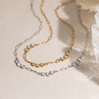 18K Gold Pearl Talk Simple Paper Clip Chain Necklace