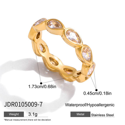 18K Gold Extra Shine Heart Eternity Tennis Ring