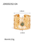 18K Gold Vintage Inspired Green Gemstone Band Ring