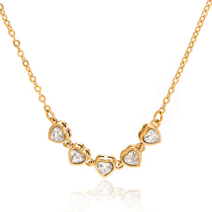 18K Gold Starry Hearts Double Chain Layered Necklace Set