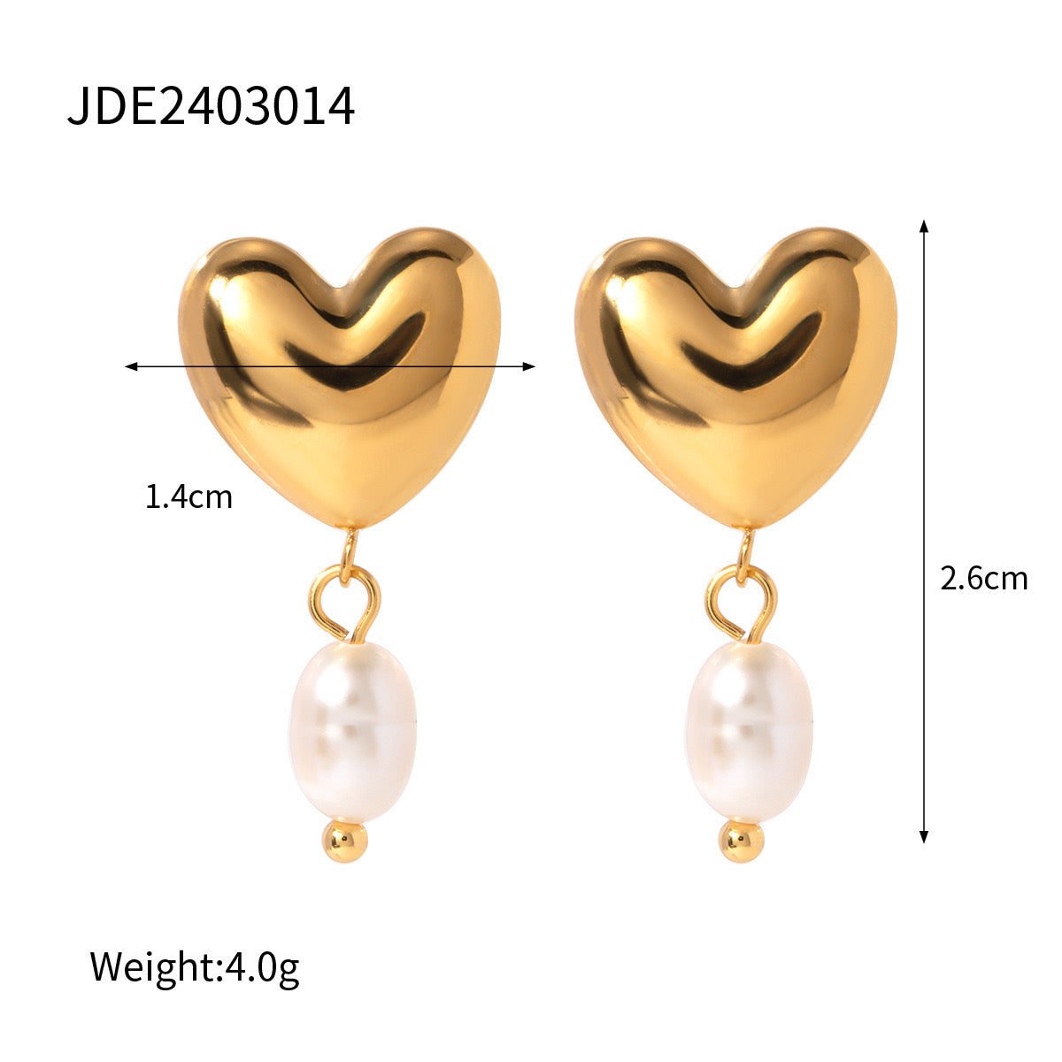 18K Gold Old Money Heart Pearl Dangle Earrings