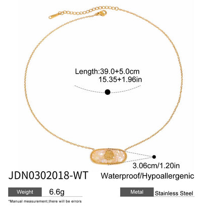 18K Gold Seashell Jelly Color Dainty Pendant Necklace