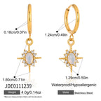 18K Gold Northern Star Opal Small Hoop Dangle Huggie Earrings