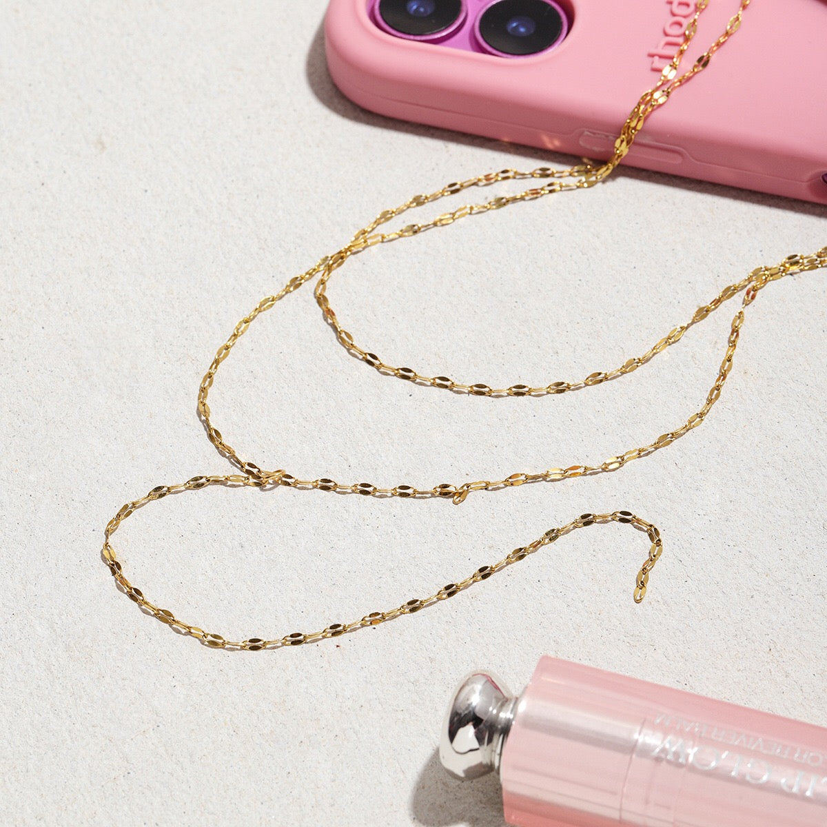 18K Gold Golden Whisper Y Shape Lariat Double Chain Dainty Necklace