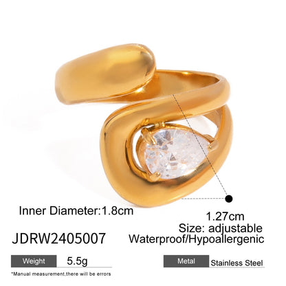 18K Gold Eternal Spark Statement CZ Cuff Ring