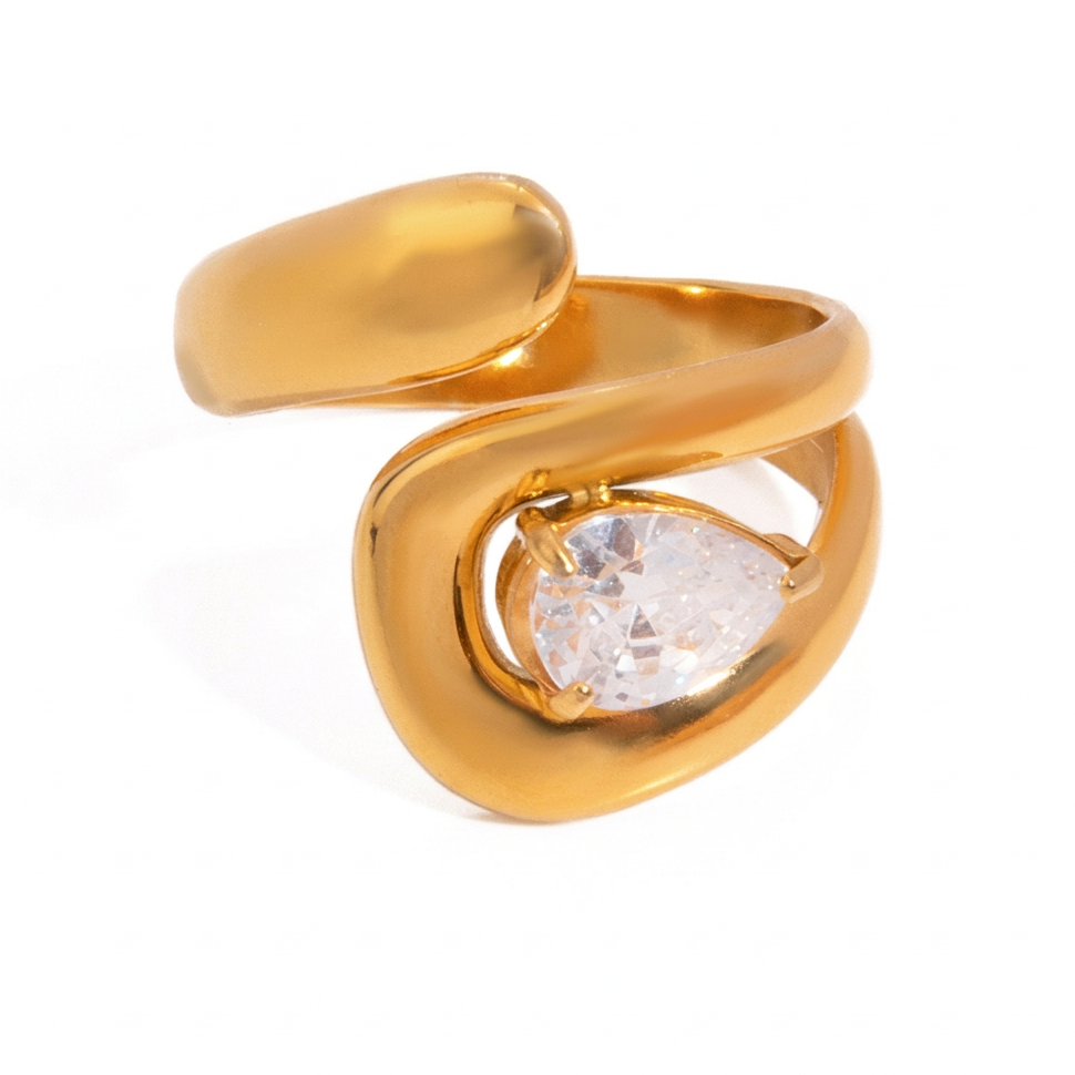 18K Gold Eternal Spark Statement CZ Cuff Ring