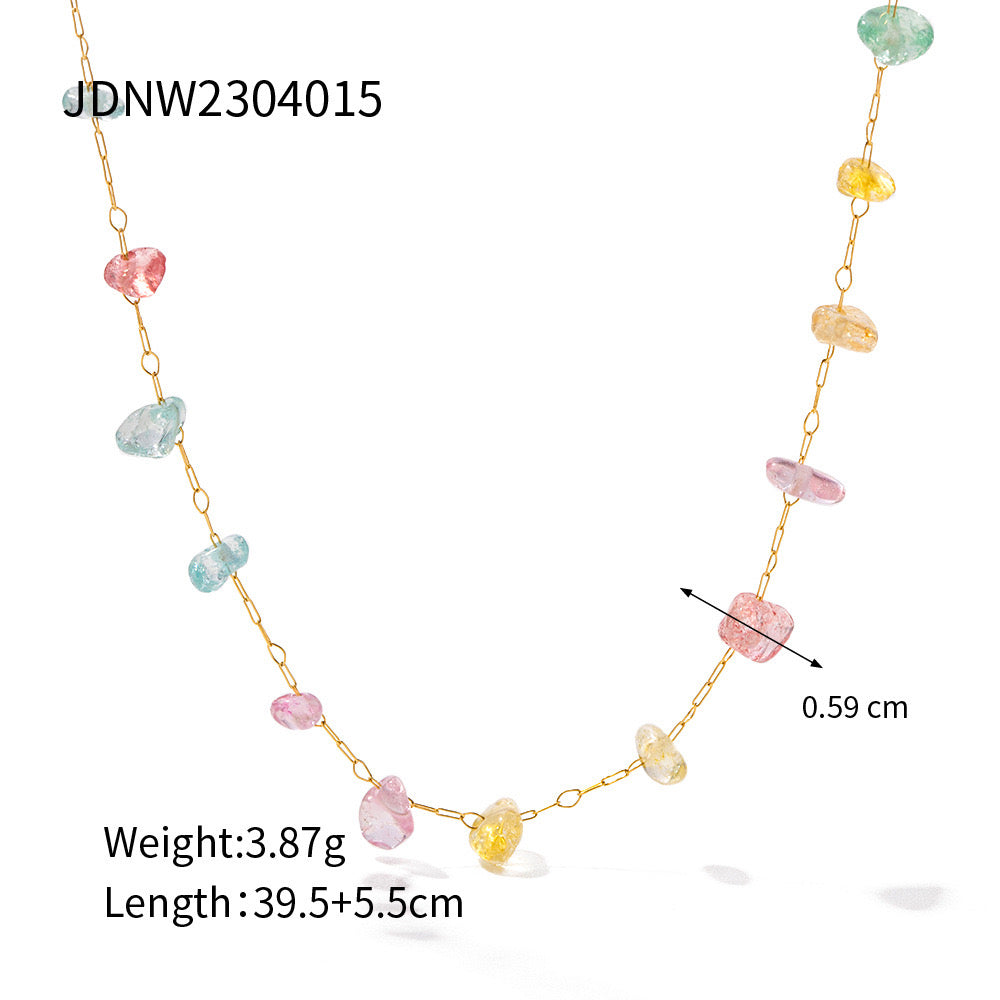 18K Gold Gemstone Crystal Bracelet