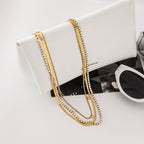 18K Gold Lavish Tennis Herringbone Snake Chain Dainty Layered Necklace Set