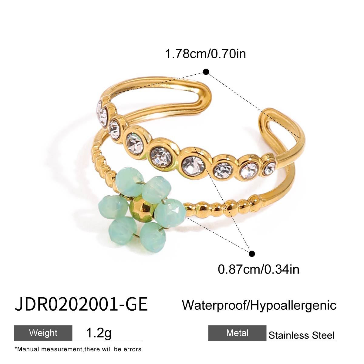 18K Gold Pastel Color Bejeweled Flower Ring