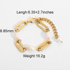 18K Gold Pearl Chain Bracelet