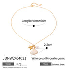 18K Gold Seashell Starfish Pearl Charm Long Necklace
