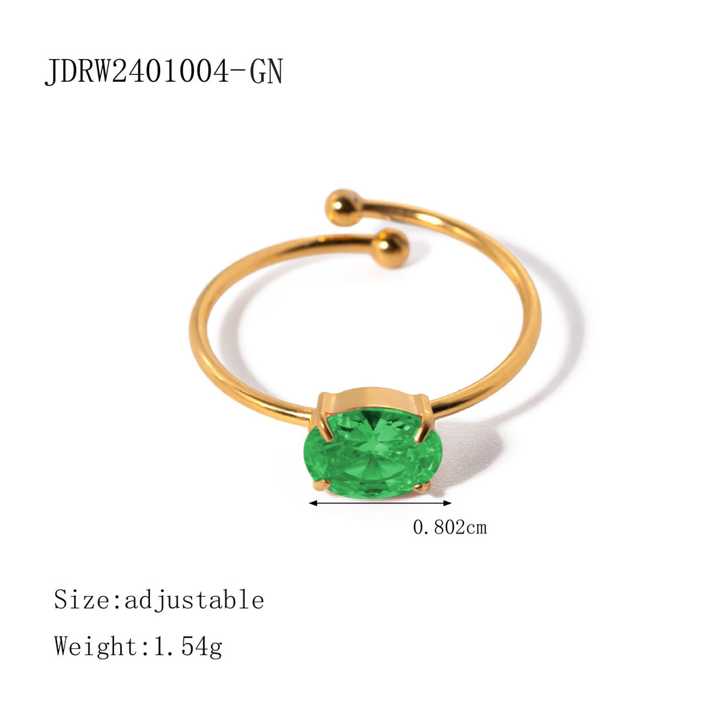18K Gold Classic Gemstone Stacking Ring