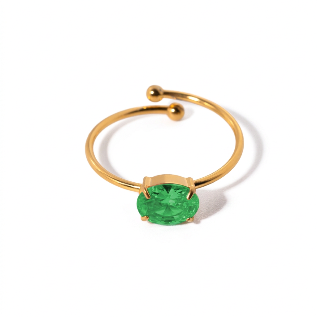 18K Gold Classic Gemstone Stacking Ring