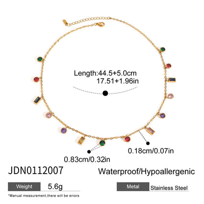 18K Gold Fairy Color Gemstone Dainty Chain Necklace