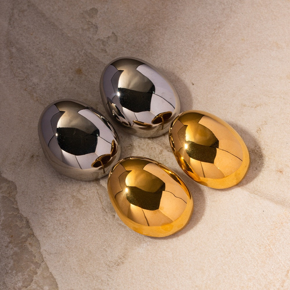 18K Gold Glamour Chunky Statement Stud Earrings