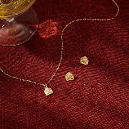 18K Gold Written in Love Bling Heart Pendant Dainty Necklace