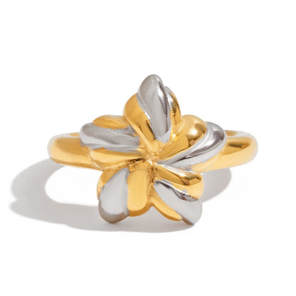 18K Gold and Silver Two Tone Cosmic Motion Statement Star Ring