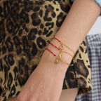 18K Gold Grace Knot Red String Lucky Charm Dainty Bracelet