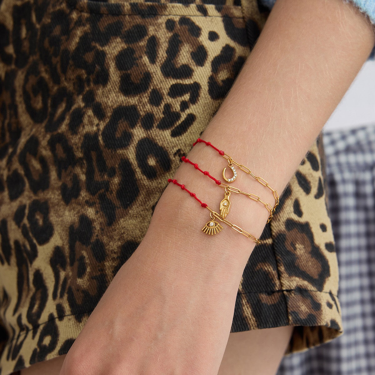 18K Gold Grace Knot Red String Lucky Charm Dainty Bracelet