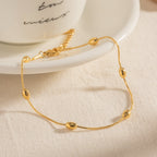 18K Gold Simple Beads Dainty Chain Anklet