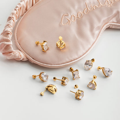 18K Gold Essential Elegance Flat Back Stud Earrings