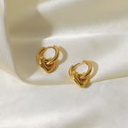 18K Gold Heart Huggie Earrings
